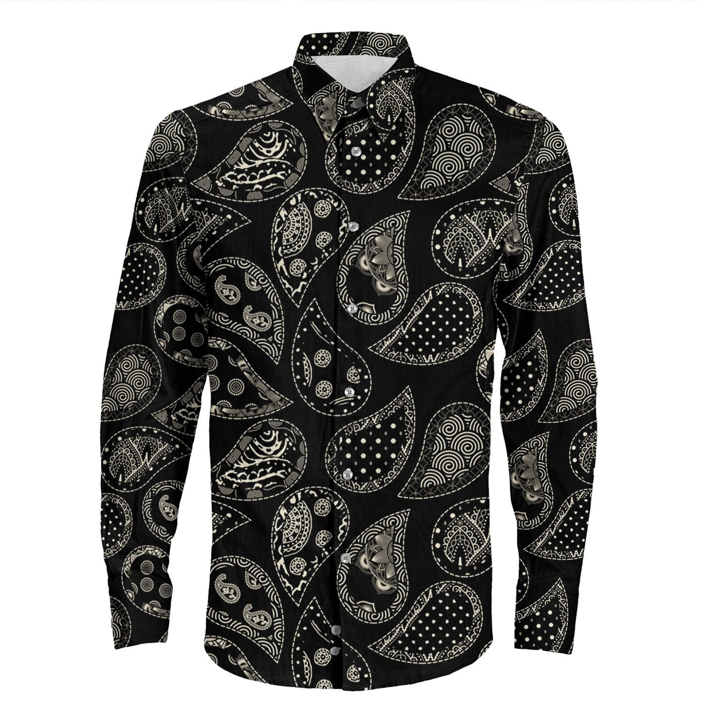 Shirt Paisley Bandana Pattern Seamless Long Sleeve Button Shirt
