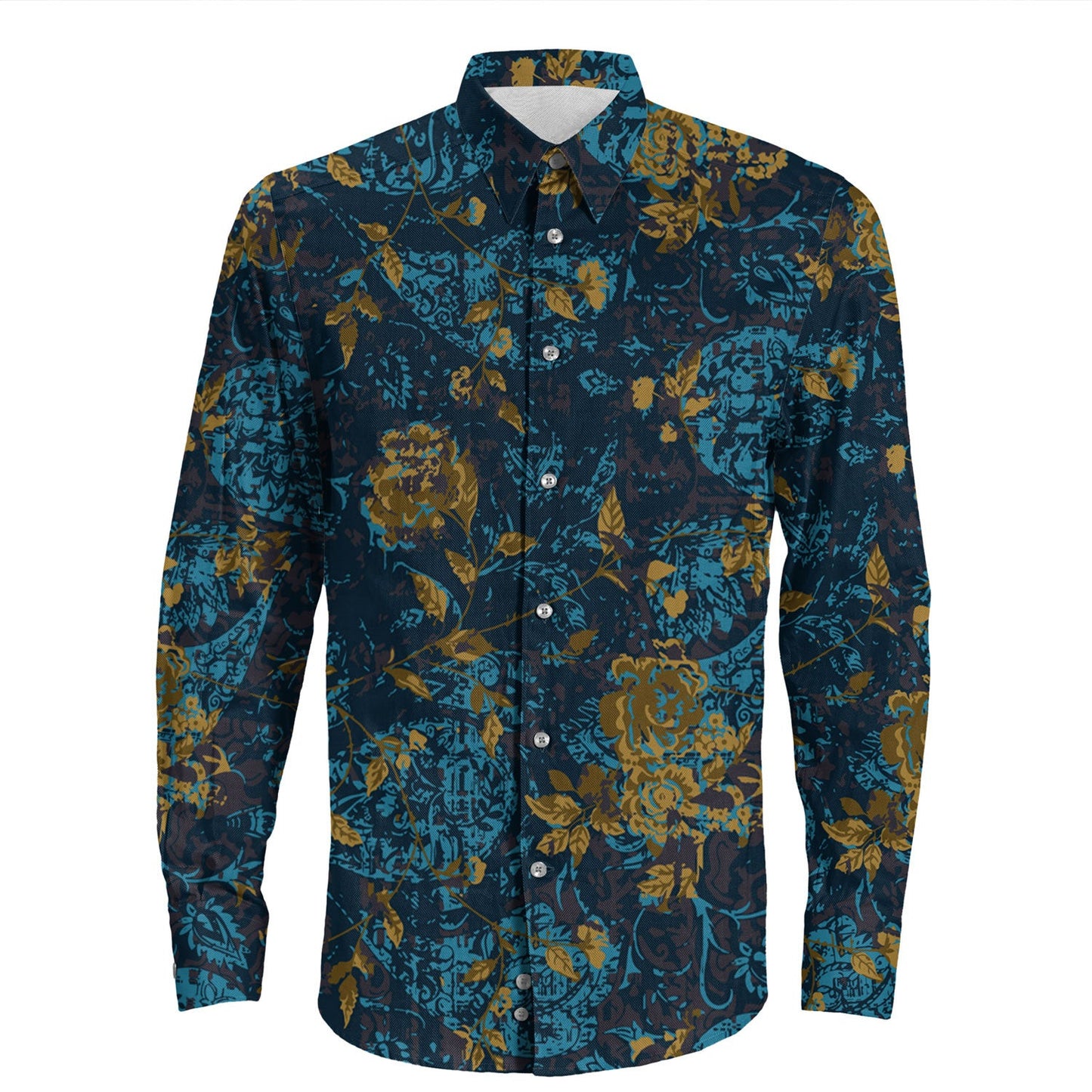 Shirt Paisley Bandana Pattern Seamless Long Sleeve Button Shirt