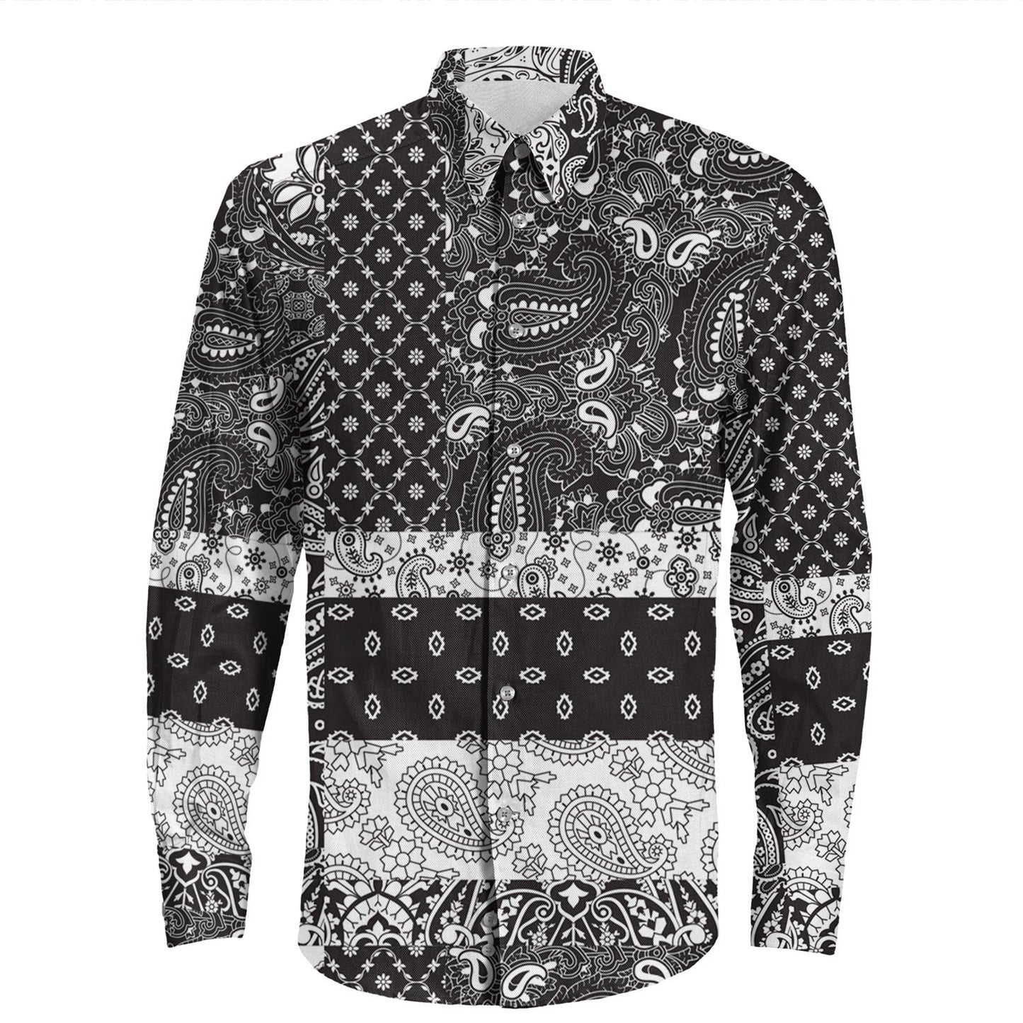 Shirt Paisley Bandana Pattern Seamless Long Sleeve Button Shirt
