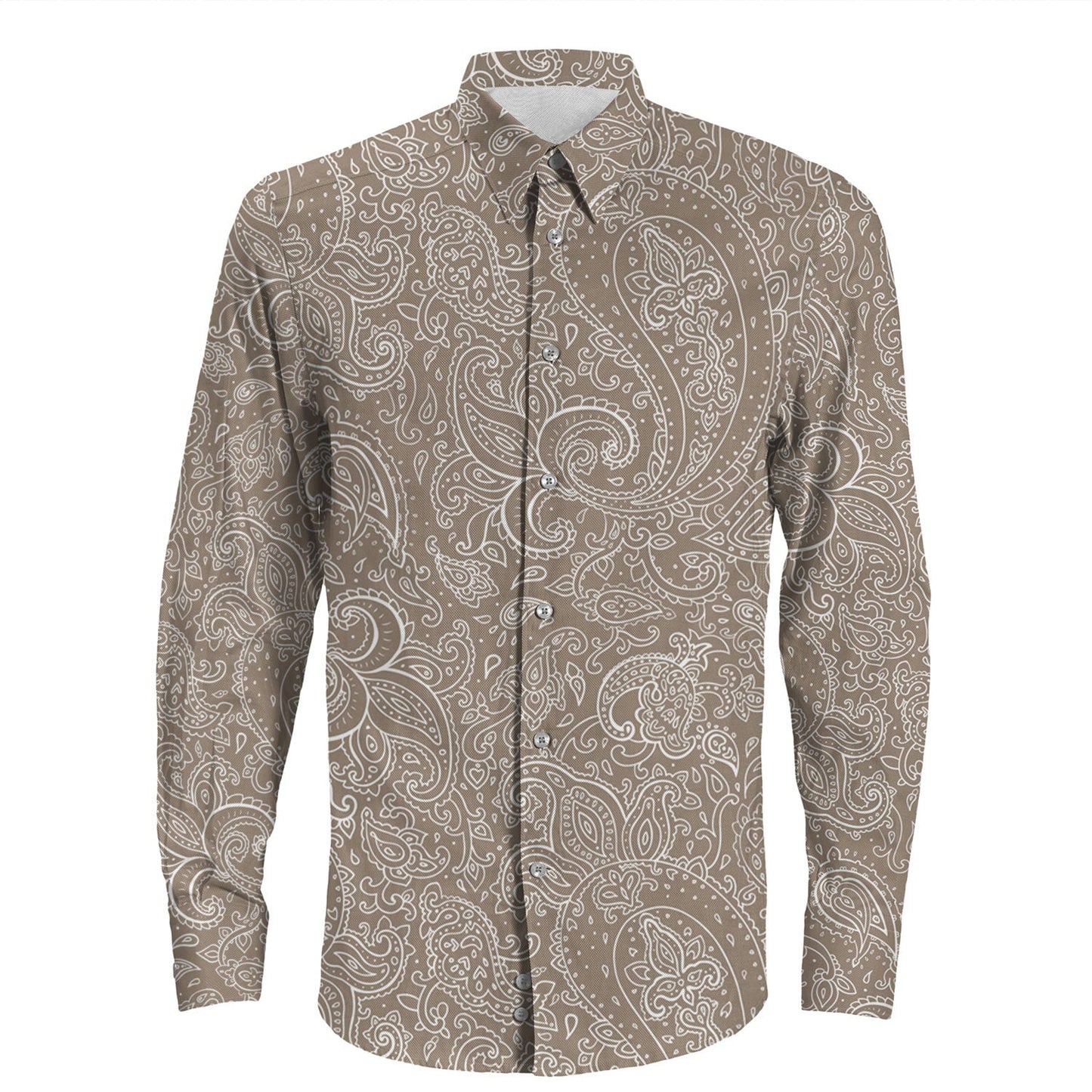 Shirt Paisley Bandana Pattern Seamless Long Sleeve Button Shirt