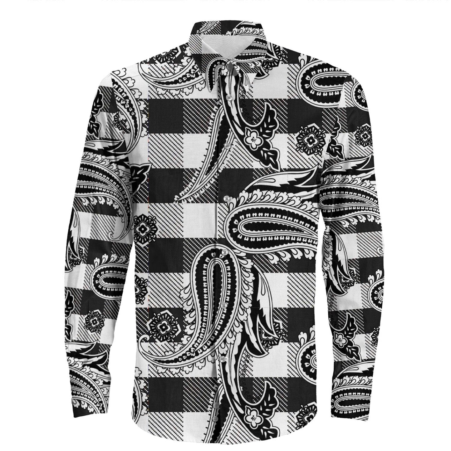 Shirt Paisley Bandana Pattern Seamless Long Sleeve Button Shirt