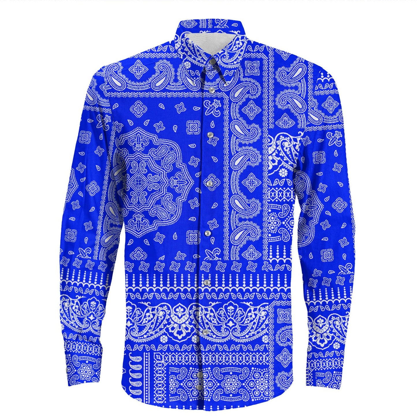 Shirt Paisley Bandana Pattern Seamless Long Sleeve Button Shirt