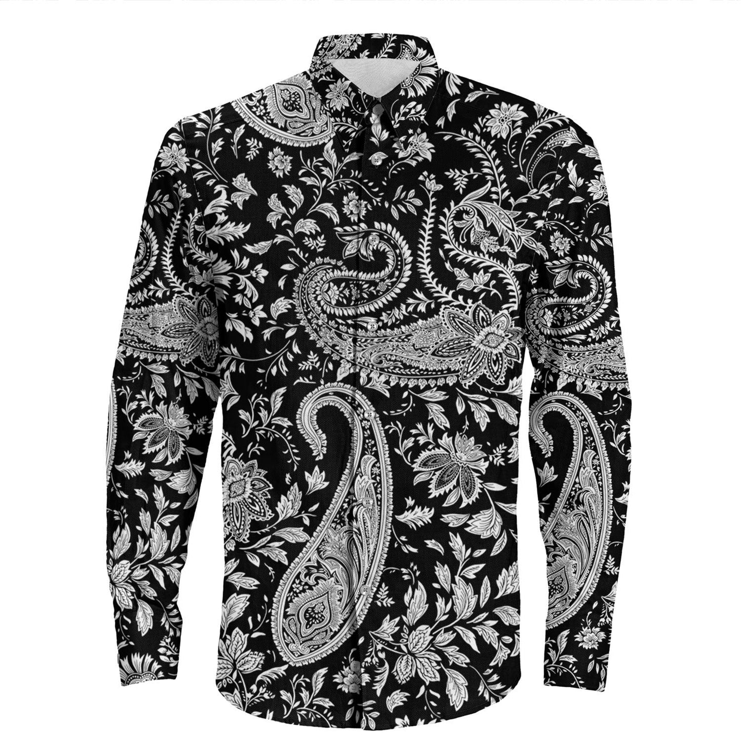 Shirt Paisley Bandana Pattern Seamless Long Sleeve Button Shirt