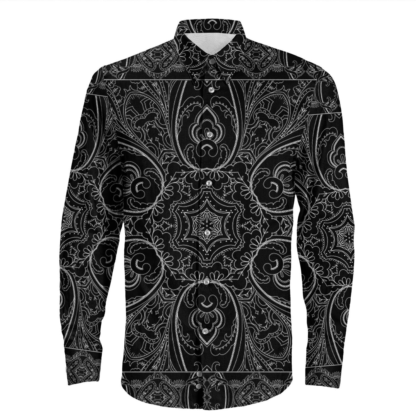 Shirt Paisley Bandana Pattern Seamless Long Sleeve Button Shirt