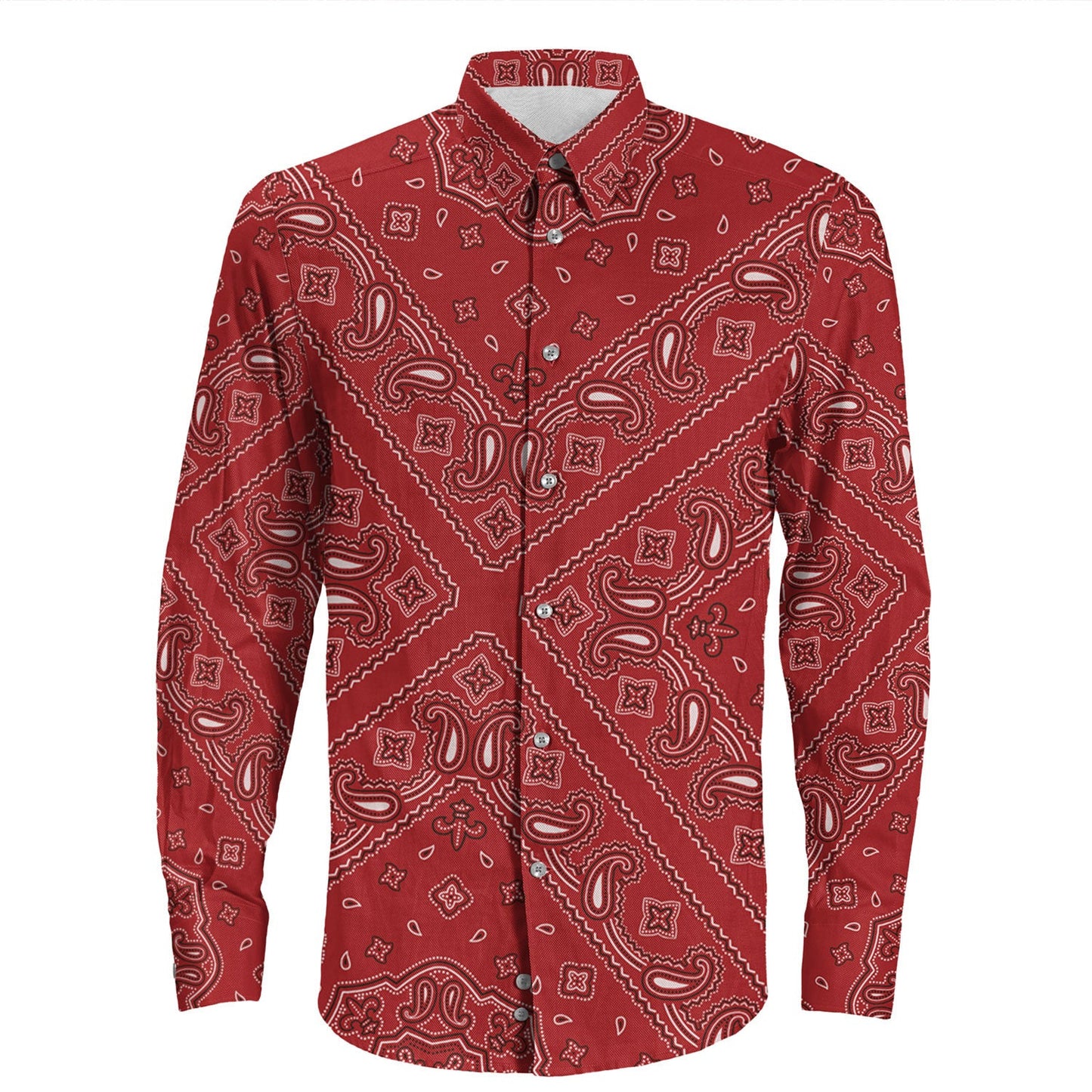 Shirt Paisley Bandana Pattern Seamless Long Sleeve Button Shirt