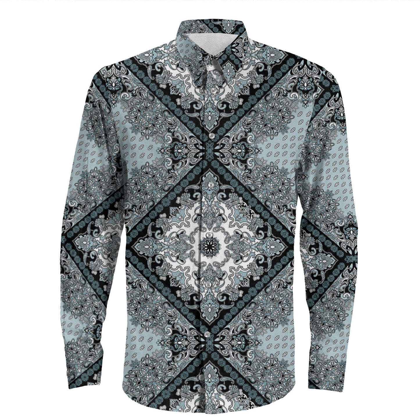 Shirt Paisley Bandana Pattern Seamless Long Sleeve Button Shirt