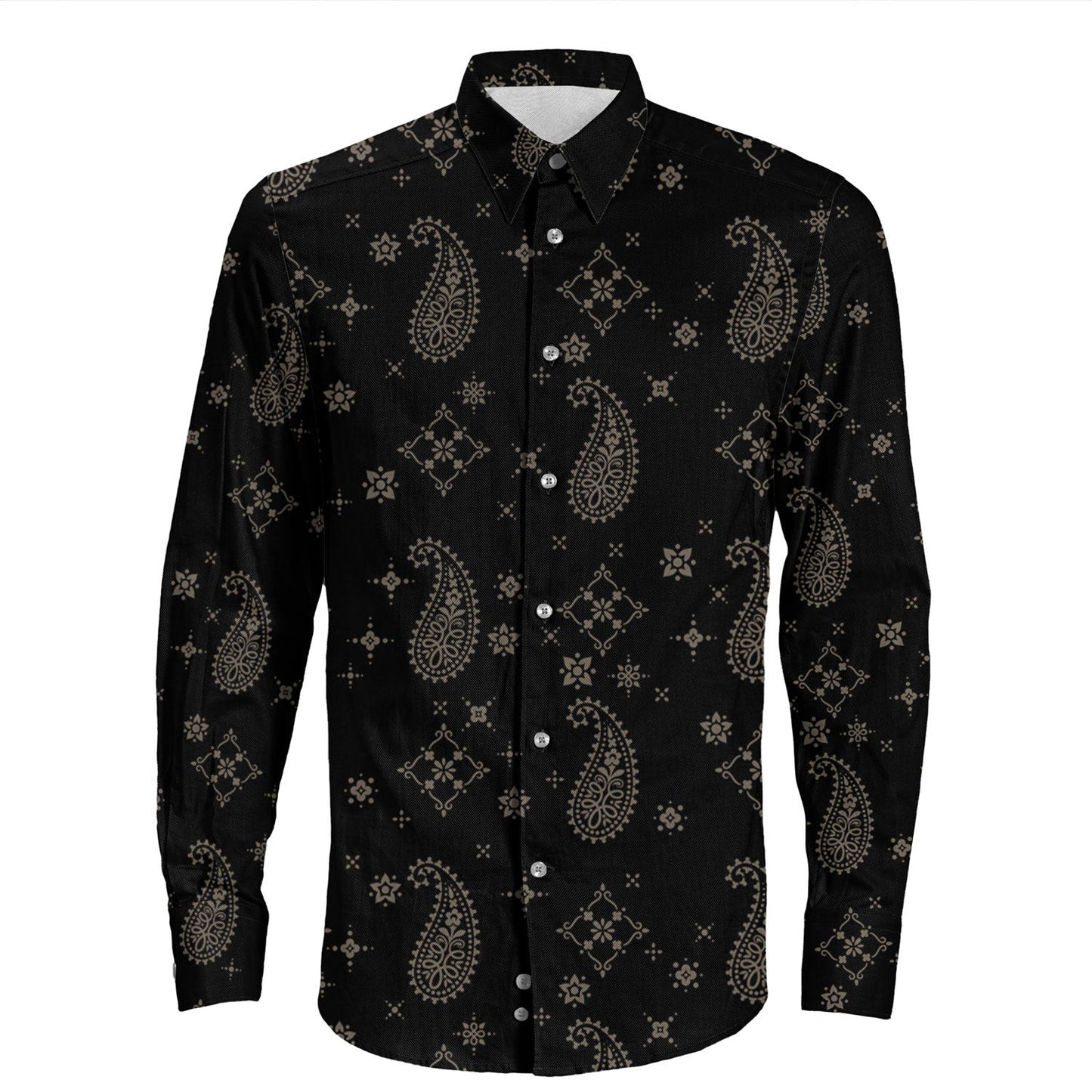 Shirt Paisley Bandana Pattern Seamless Long Sleeve Button Shirt