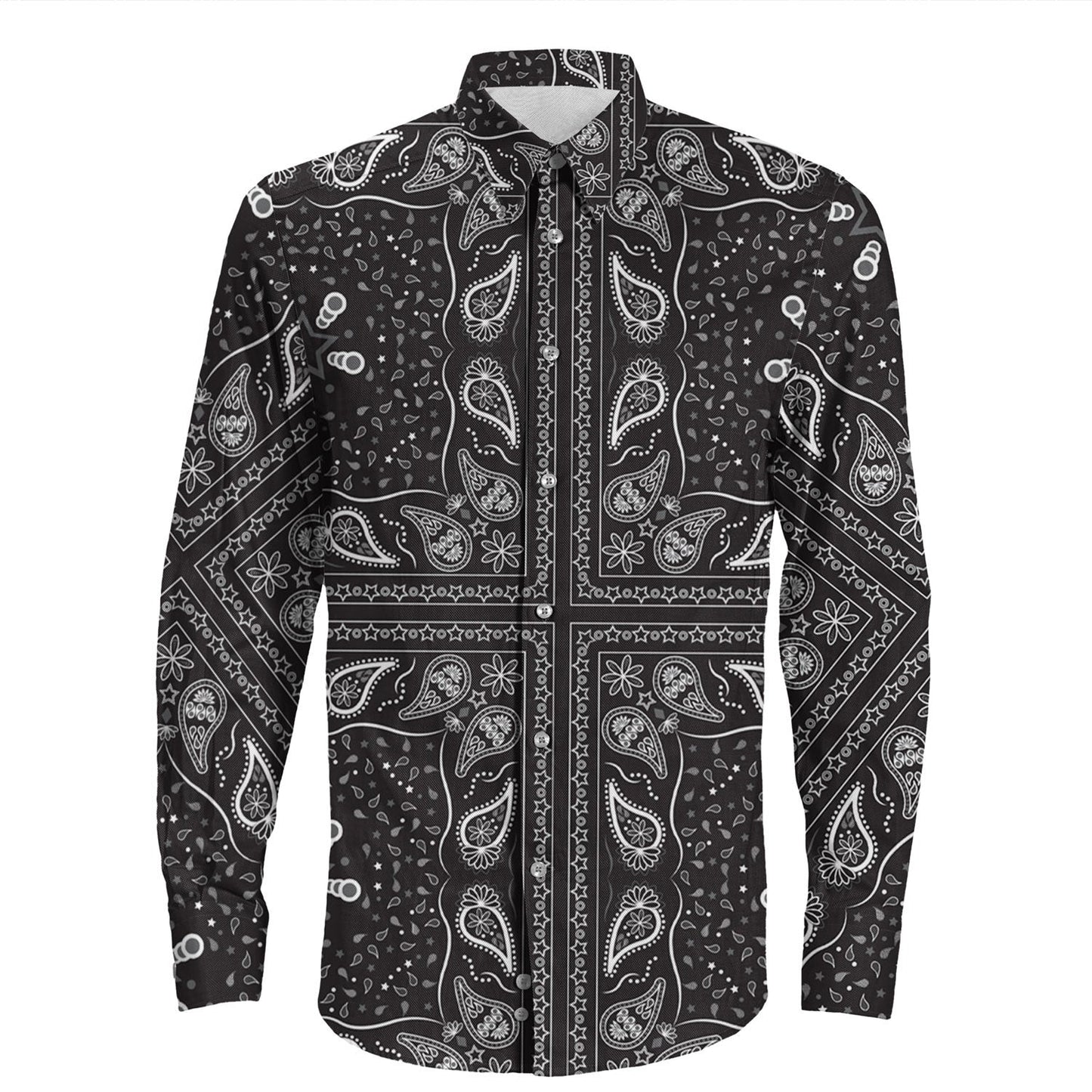 Shirt Paisley Bandana Pattern Seamless Long Sleeve Button Shirt
