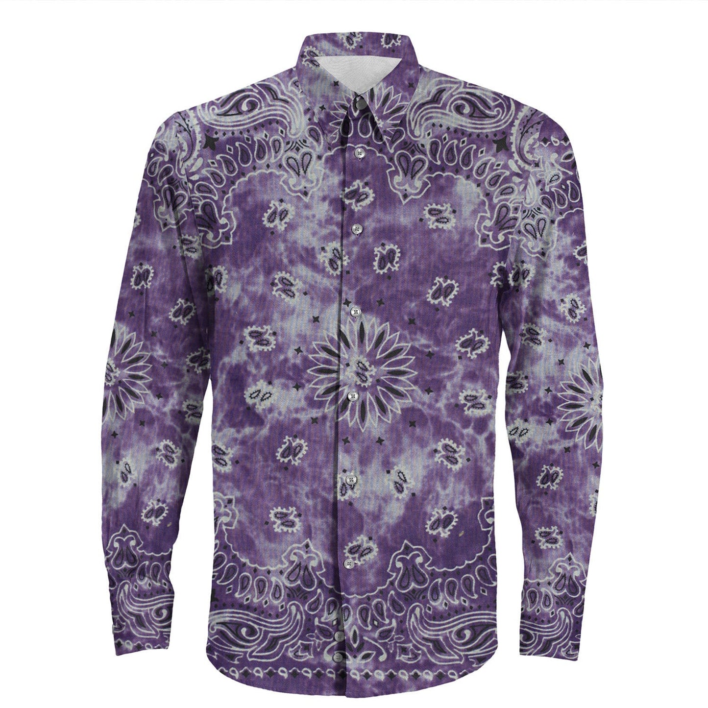 Shirt Paisley Bandana Pattern Seamless Long Sleeve Button Shirt