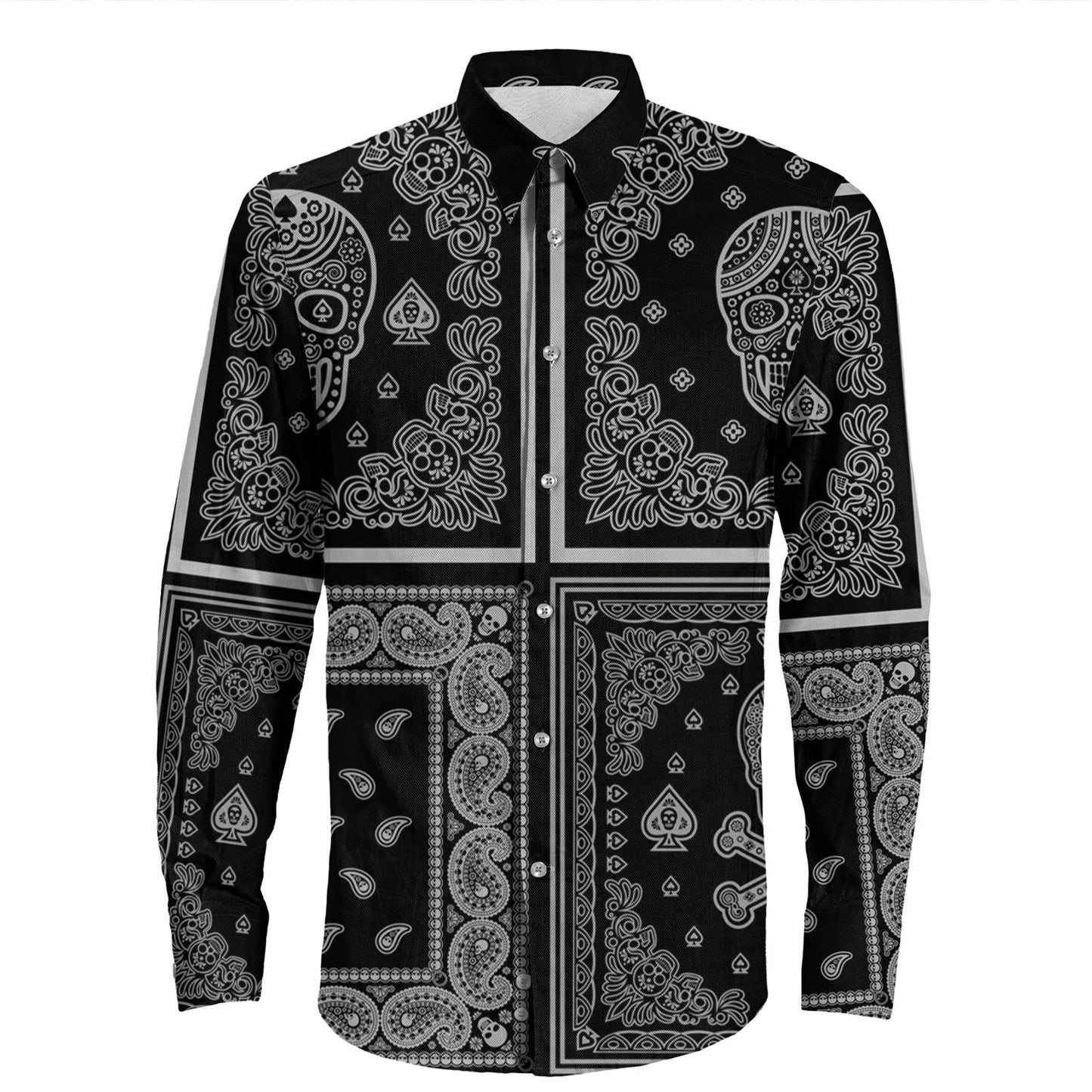 Shirt Paisley Bandana Pattern Seamless Long Sleeve Button Shirt