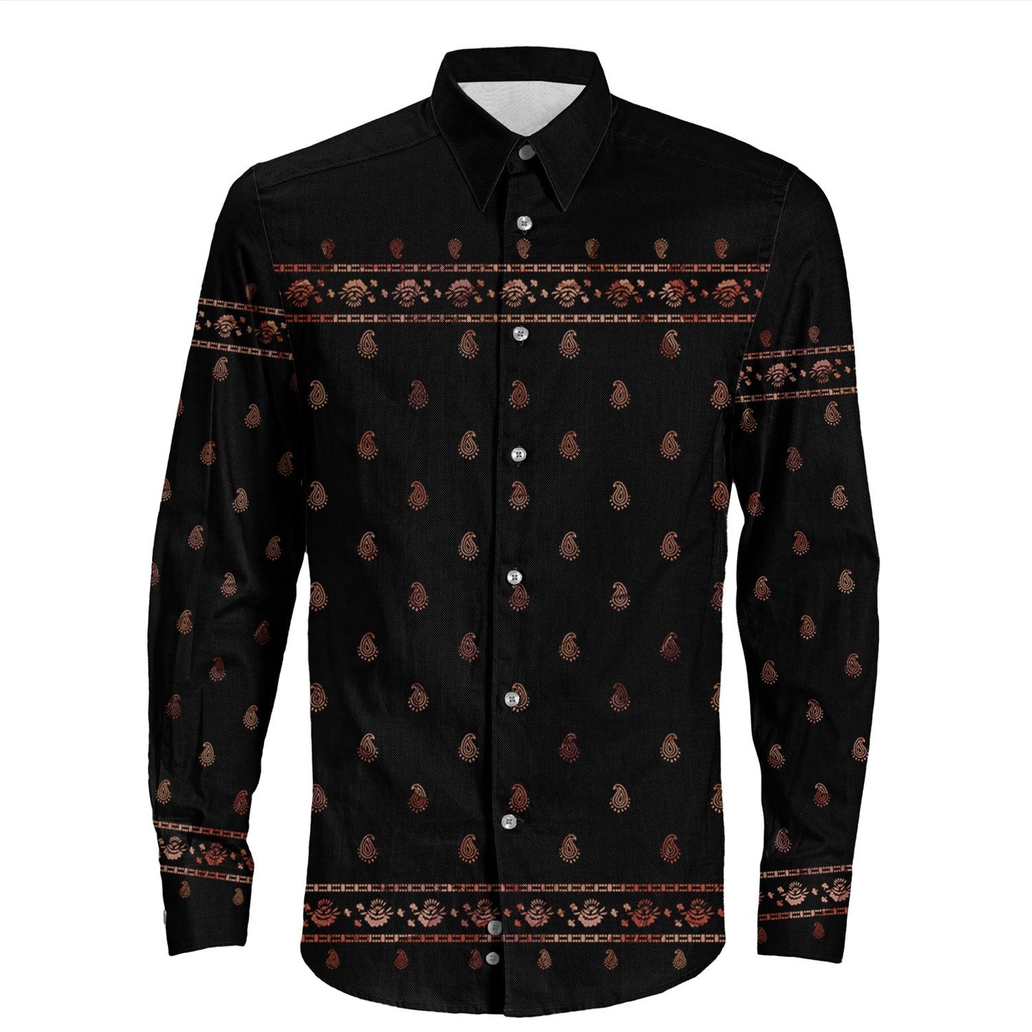 Shirt Paisley Bandana Pattern Seamless Long Sleeve Button Shirt