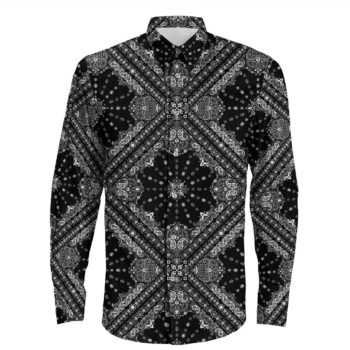 Shirt Paisley Bandana Pattern Seamless Long Sleeve Button Shirt