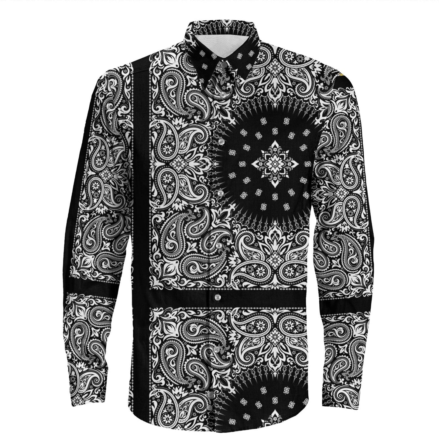 Shirt Paisley Bandana Pattern Seamless Long Sleeve Button Shirt
