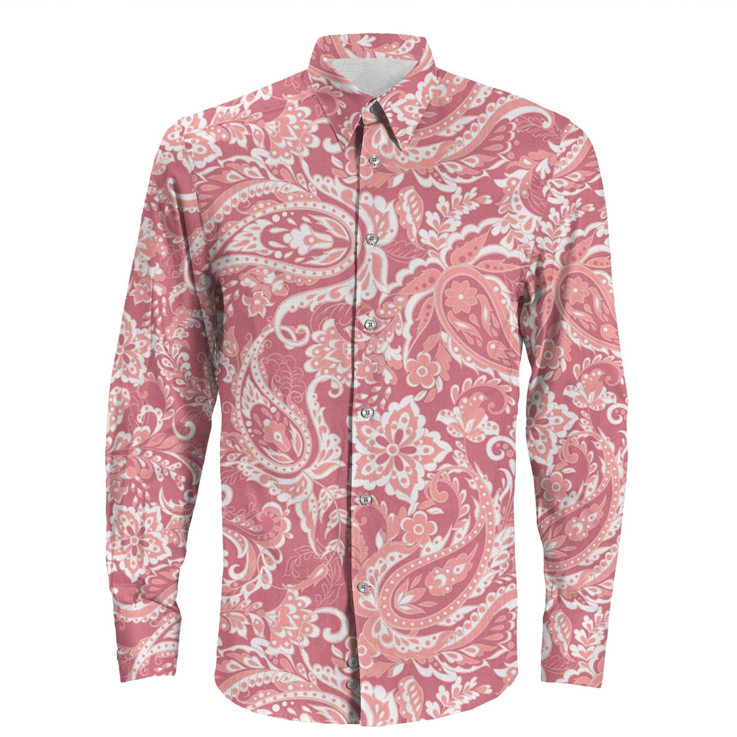 Shirt Paisley Bandana Pattern Seamless Long Sleeve Button Shirt