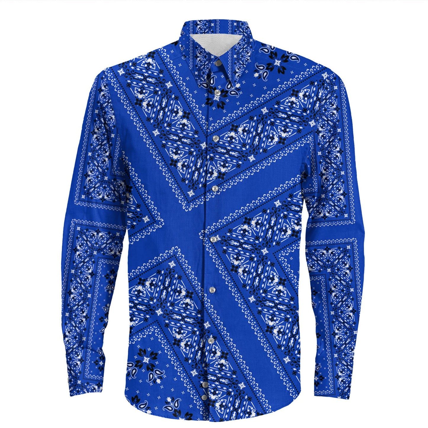 Shirt Paisley Bandana Pattern Seamless Long Sleeve Button Shirt