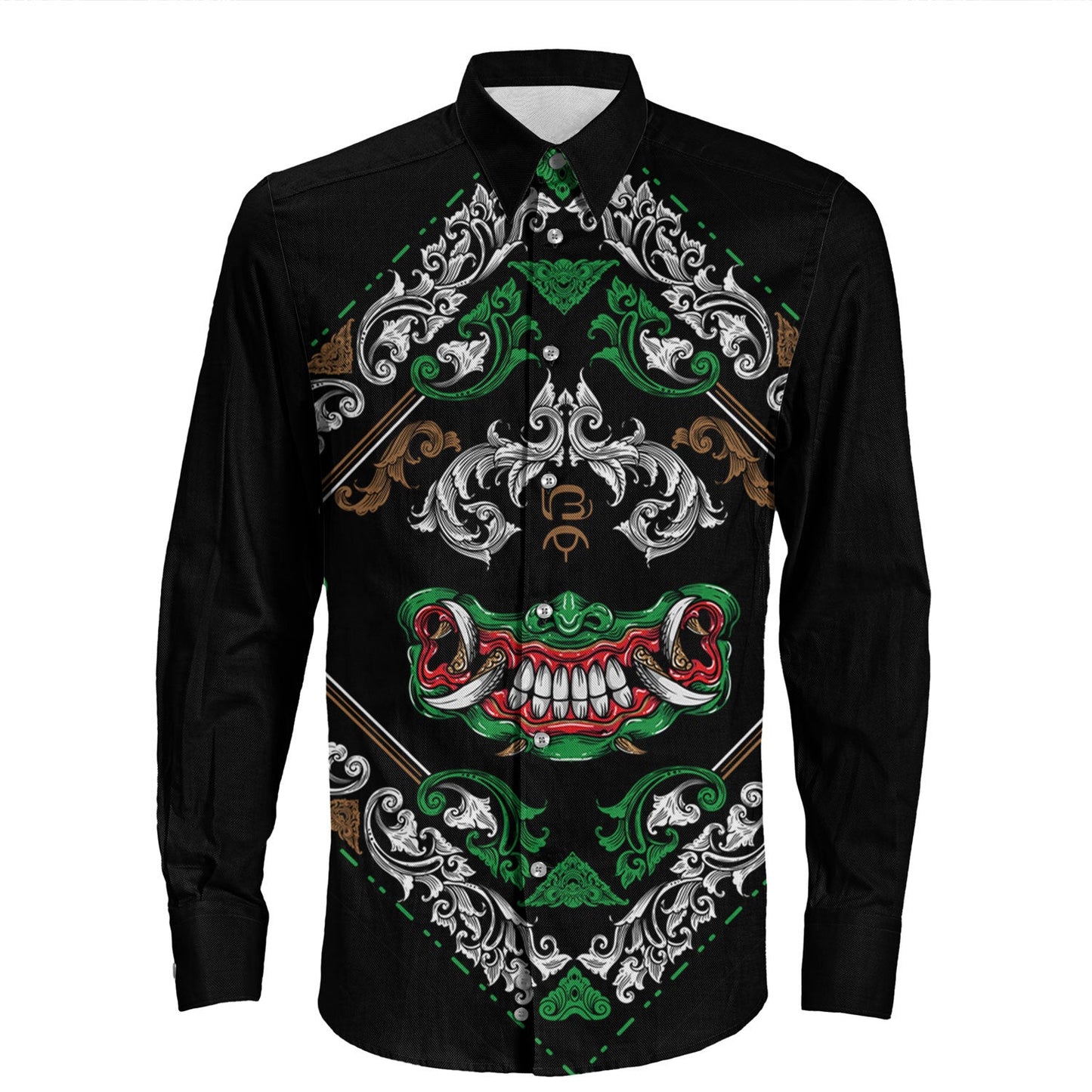 Shirt Paisley Bandana Pattern Seamless Long Sleeve Button Shirt