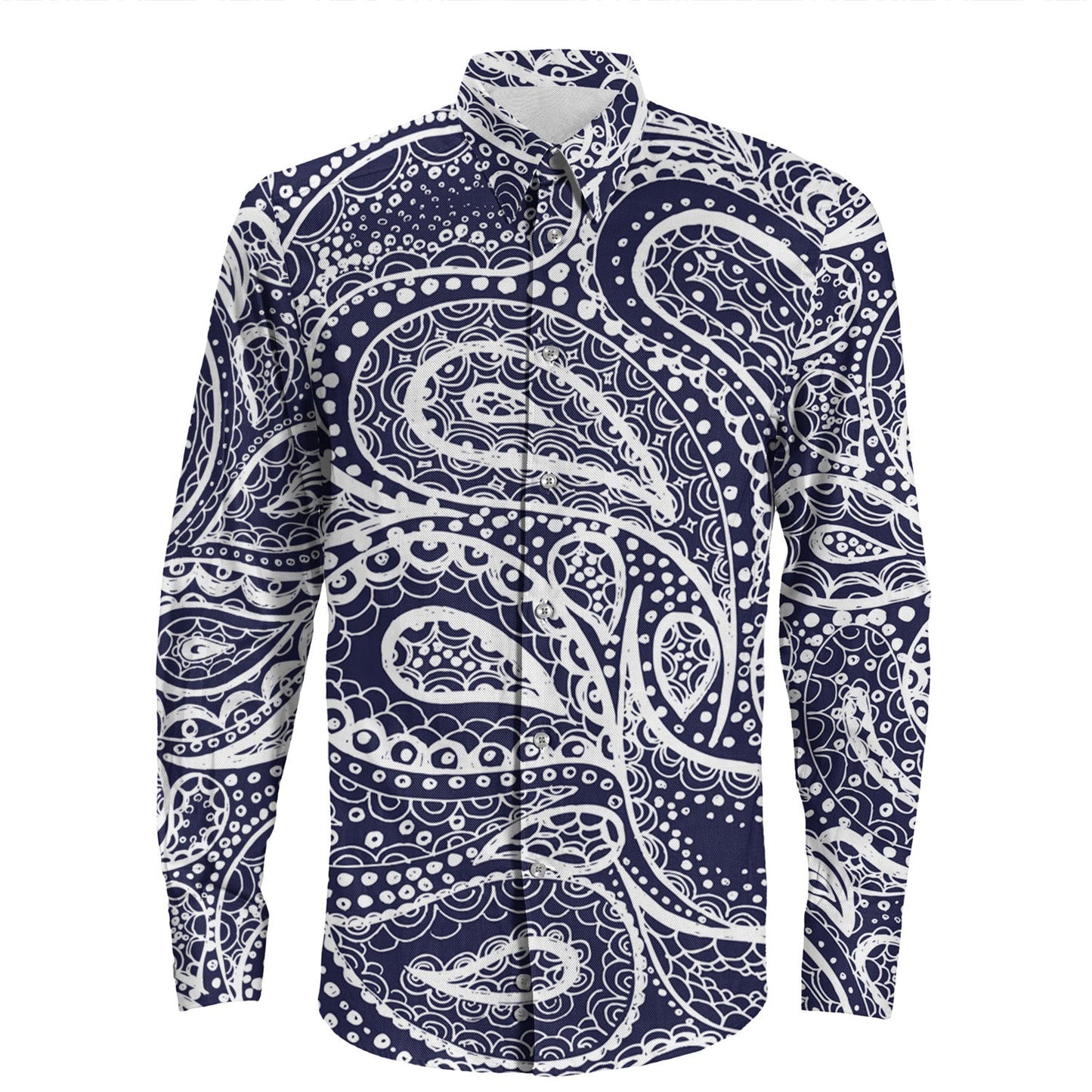 Shirt Paisley Bandana Pattern Seamless Long Sleeve Button Shirt