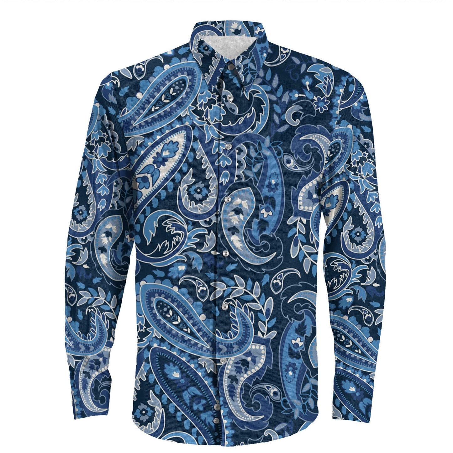 Shirt Paisley Bandana Pattern Seamless Long Sleeve Button Shirt