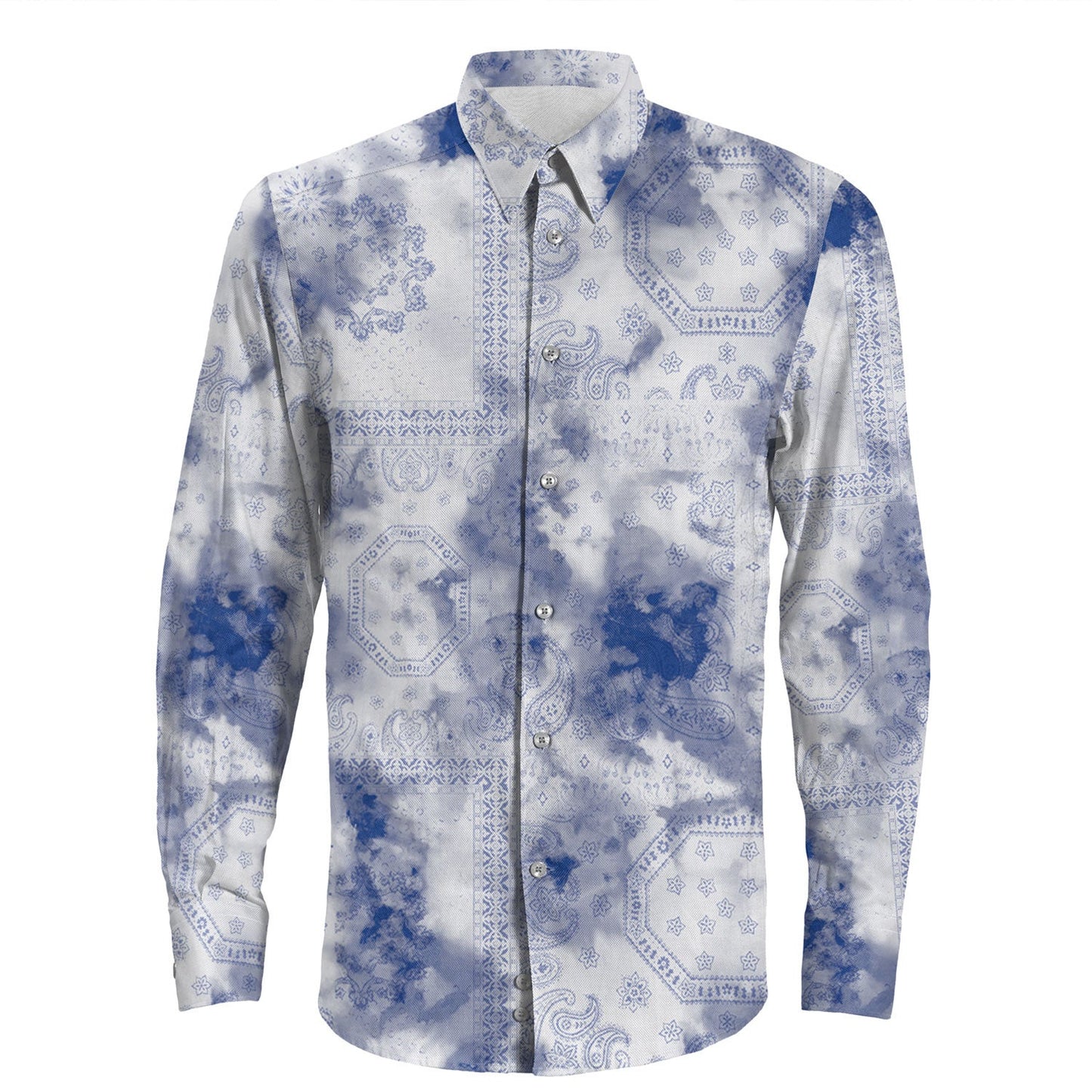 Shirt Paisley Bandana Pattern Seamless Long Sleeve Button Shirt