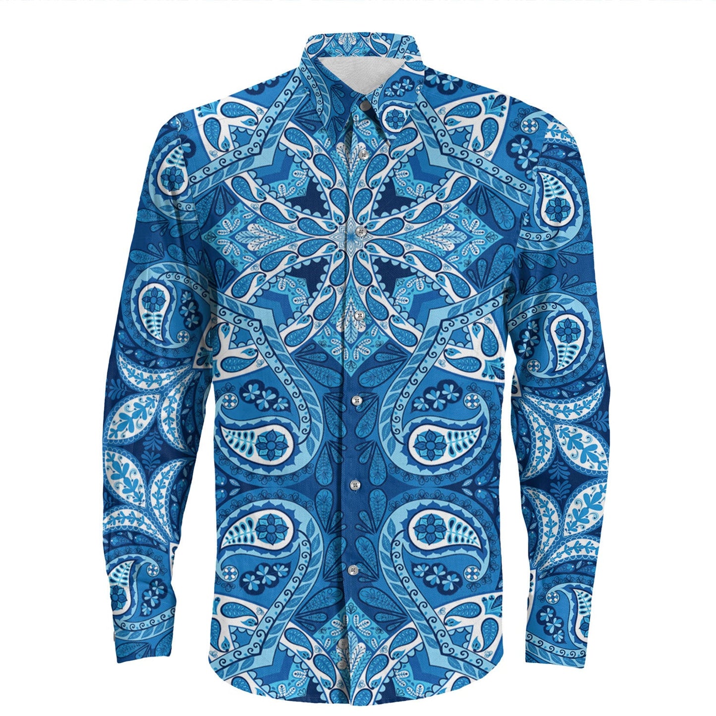 Shirt Paisley Bandana Pattern Seamless Long Sleeve Button Shirt