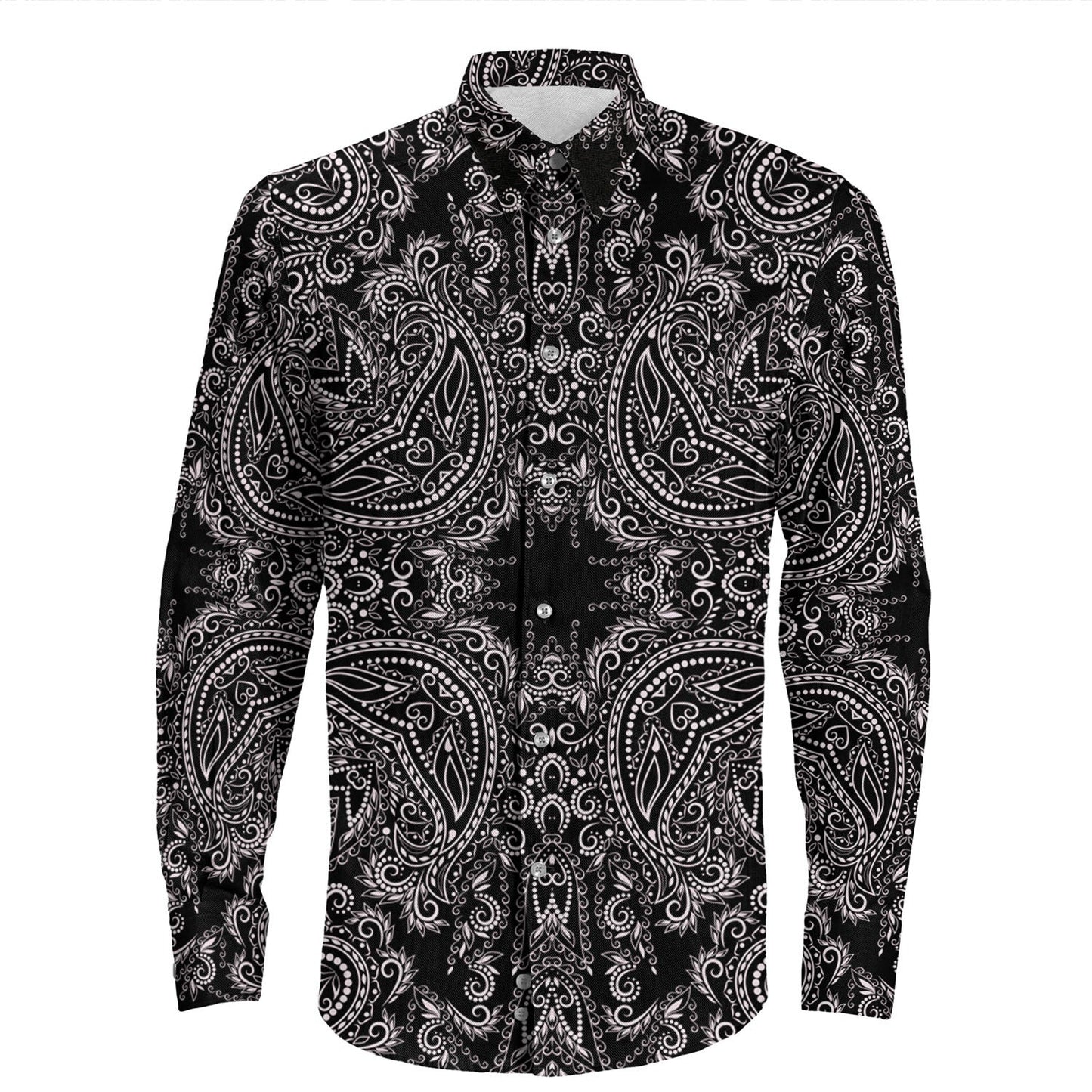 Shirt Paisley Bandana Pattern Seamless Long Sleeve Button Shirt
