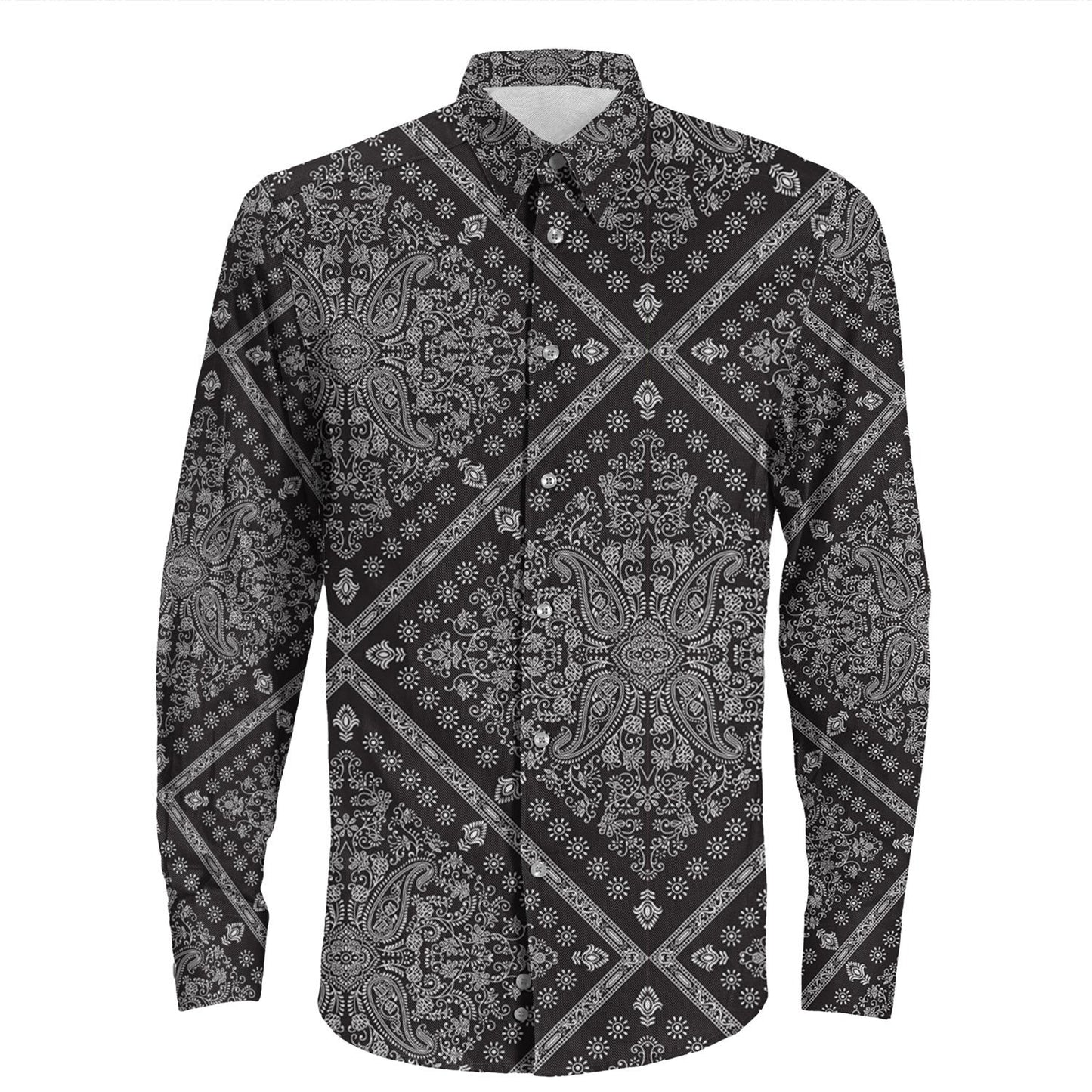 Shirt Paisley Bandana Pattern Seamless Long Sleeve Button Shirt