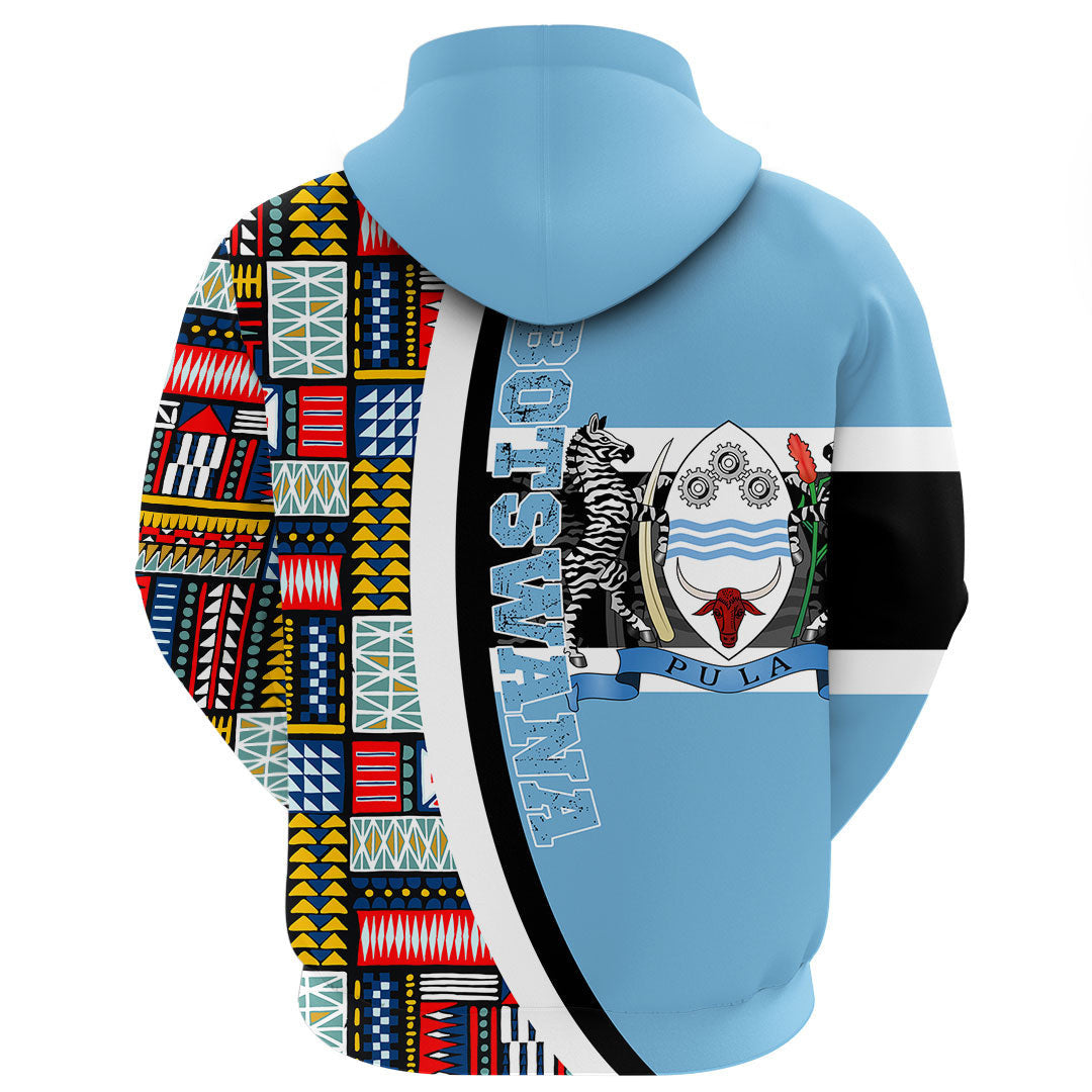 Clothing Botswana Flag And Kente Pattern Zip Hoodie