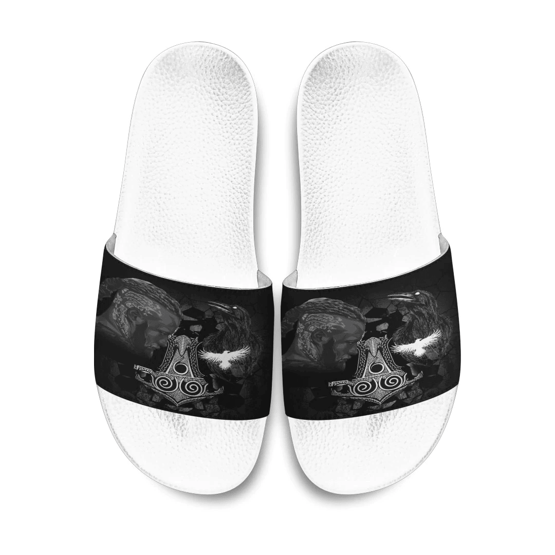 Slide Sandals Ragnar and Raven Style Mjolnir Slide Sandals