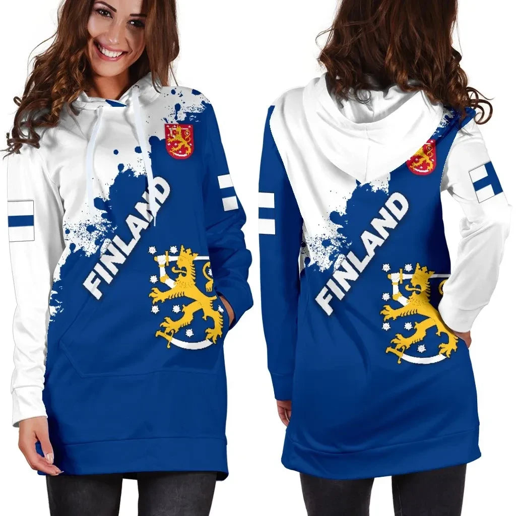 Finland Women Hoodie Dress Smudge Version