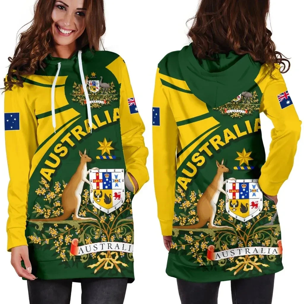 Australia Women Hoodie Dress, Australia Round Coat Of Arms