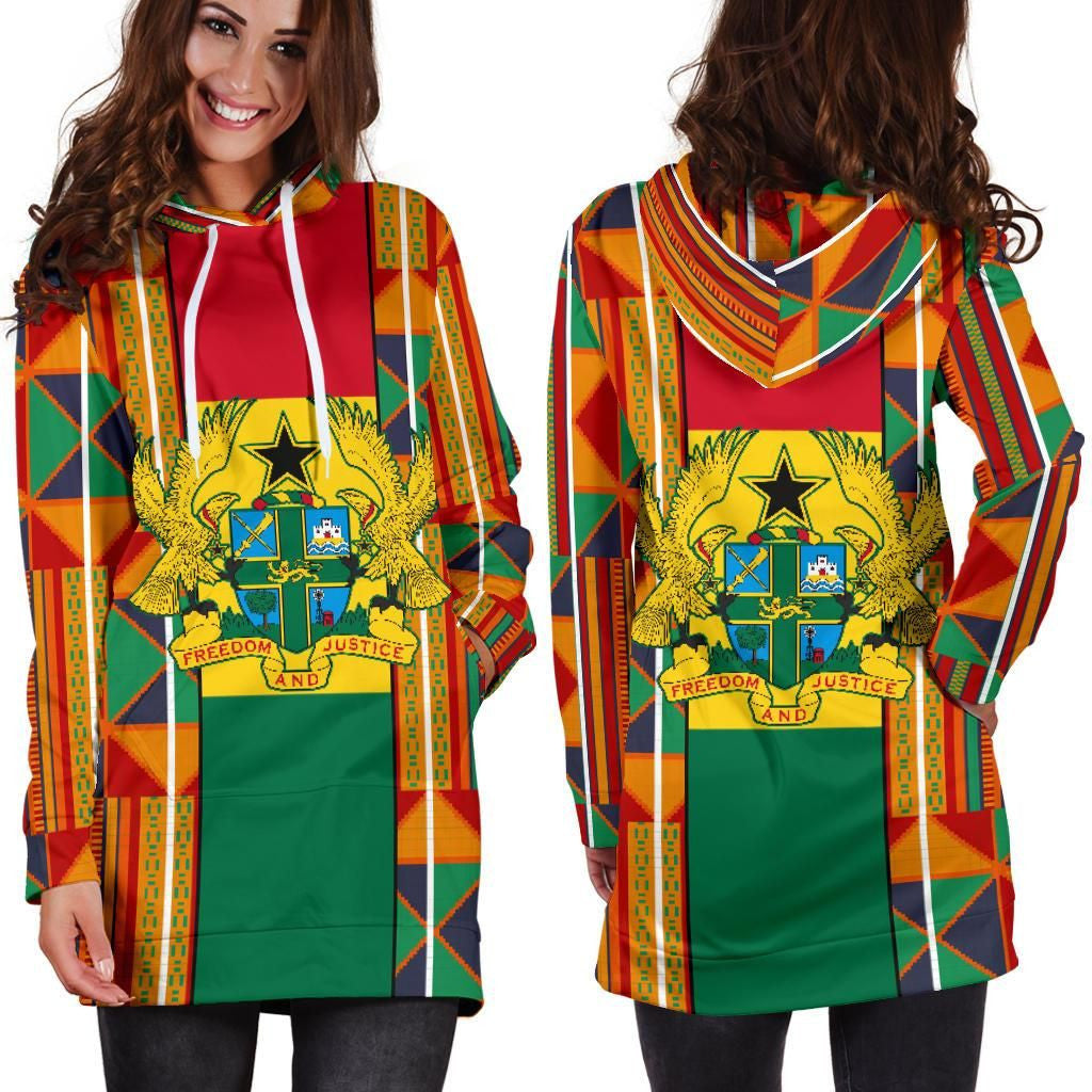Ghana Women's Hoodie Dress Kente Cloth TH5