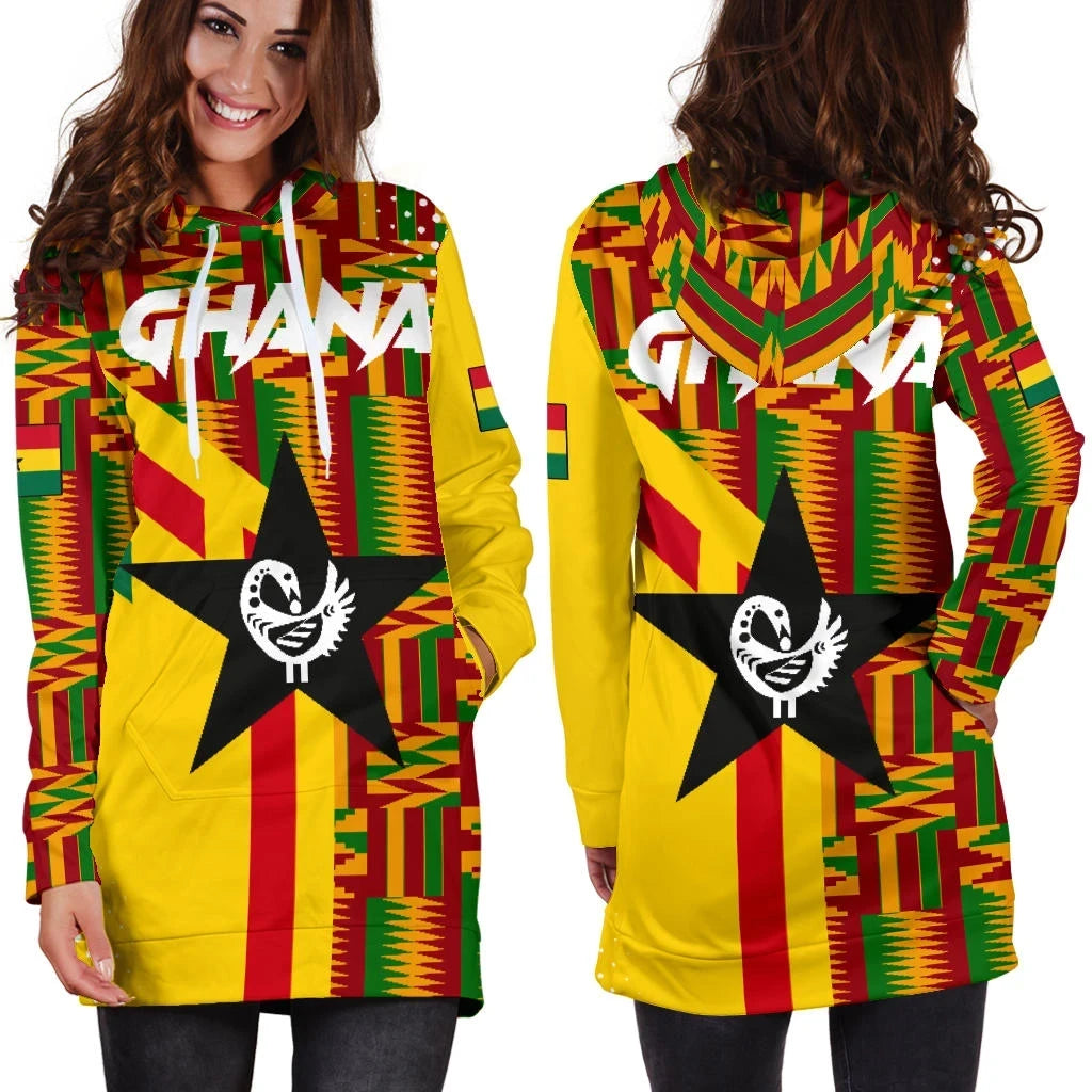 Ghana Hoodie Dress Ankara Tops Striped Women