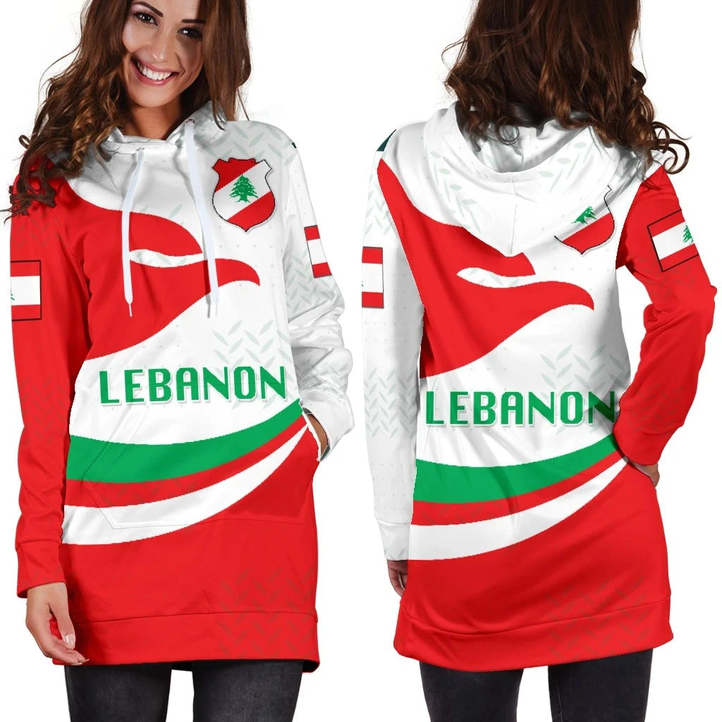 Lebanon Women Hoodie Dress Proud Version K4