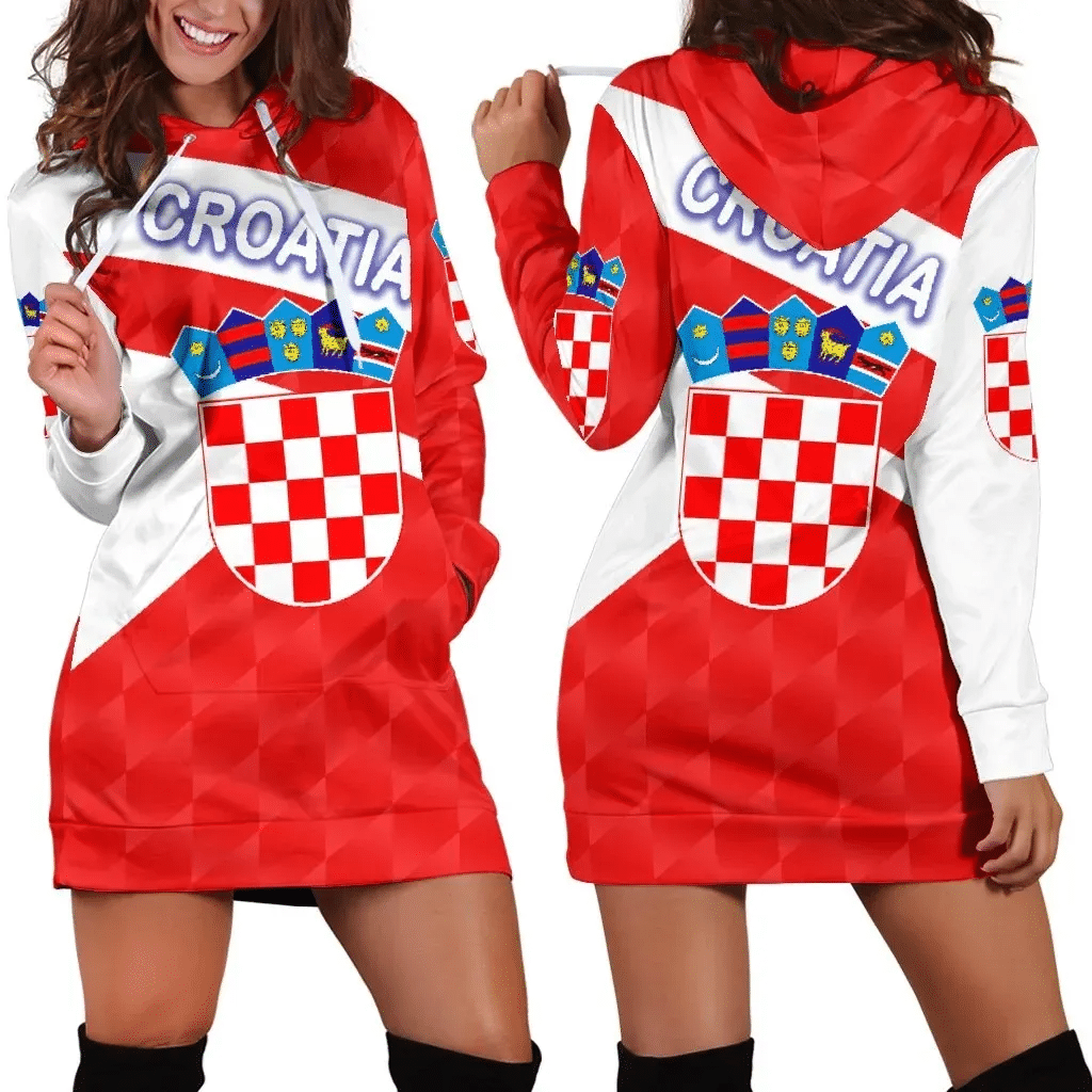 Croatia Women Hoodie Dress Sporty Style K8