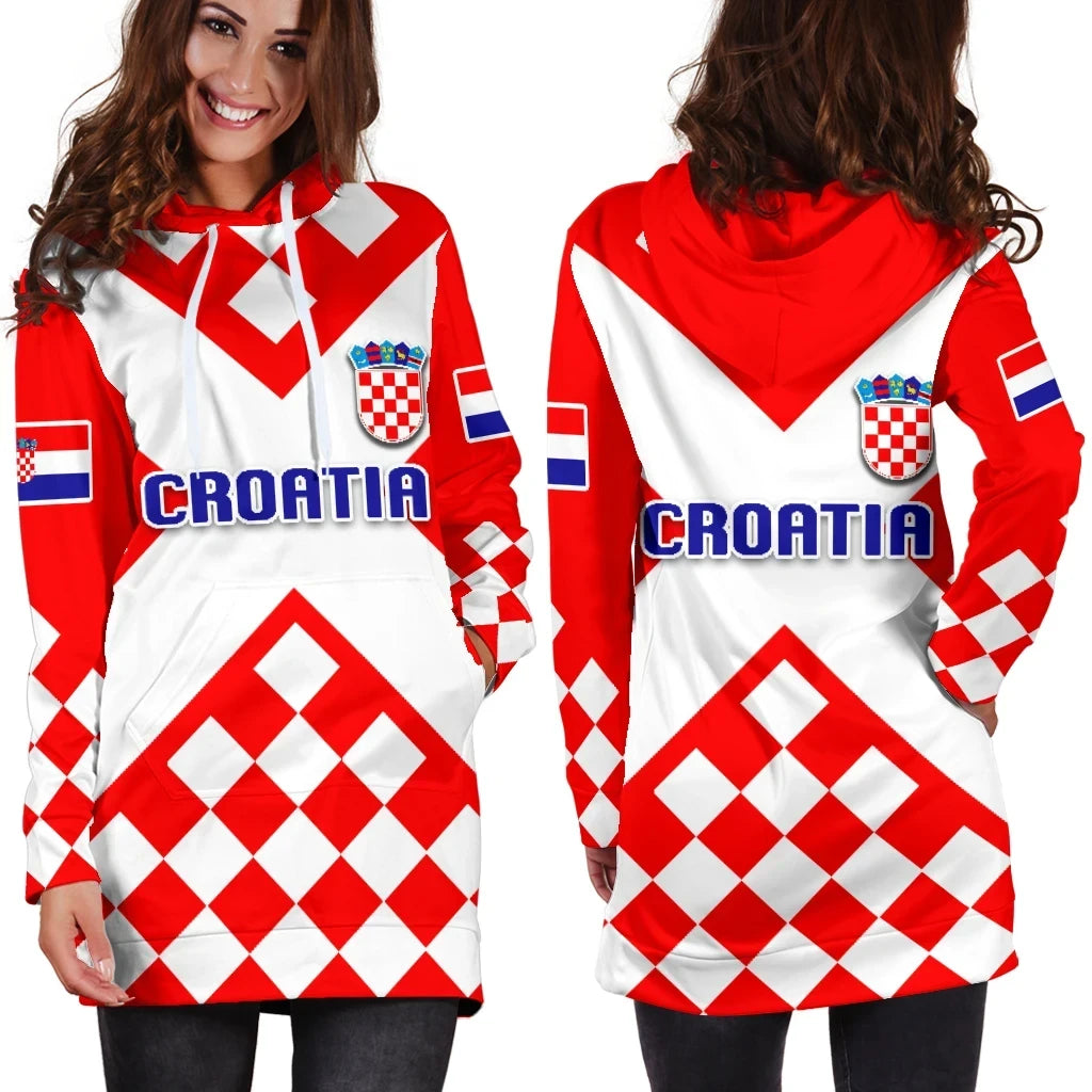Croatia Checkerboard Women Hoodie Dres Style Flag