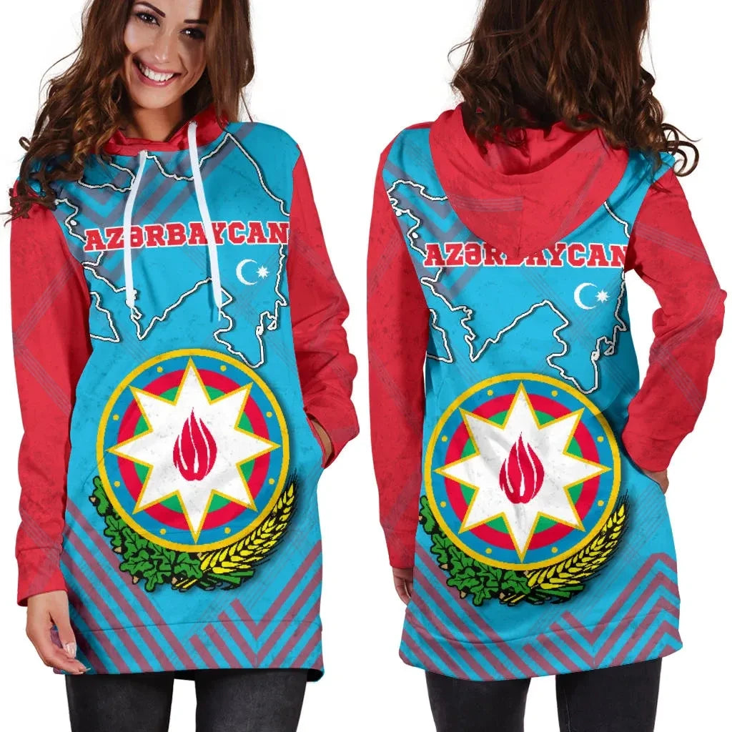Azerbaijan Hoodie Dress Special Map K5