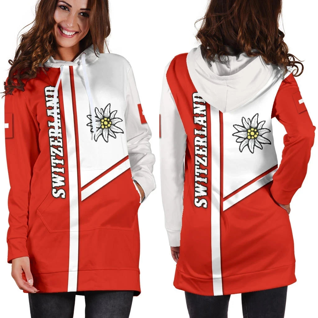 Switzerland Women Hoodie Dress Streetwear Style K4