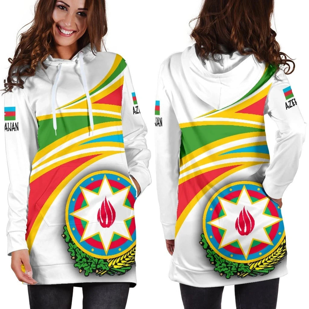 Azerbaijan White N Flag Hoodie Dress