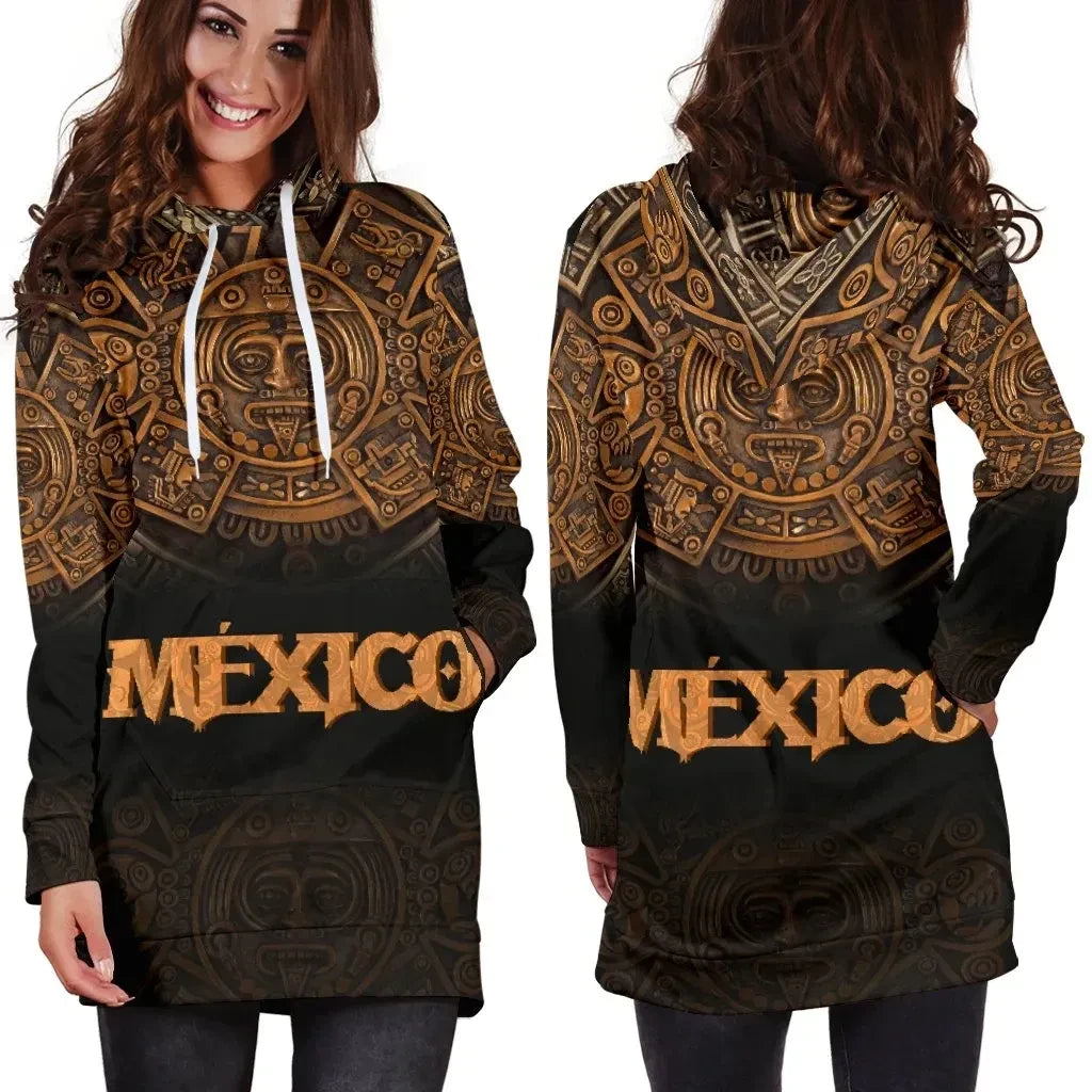 Mexico Aztec Hoodie Dress The Ancient Aztec Calendar
