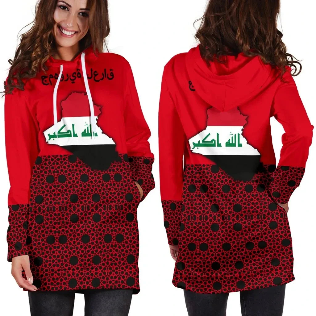 Iraq Hoodie Dress Women Map A5