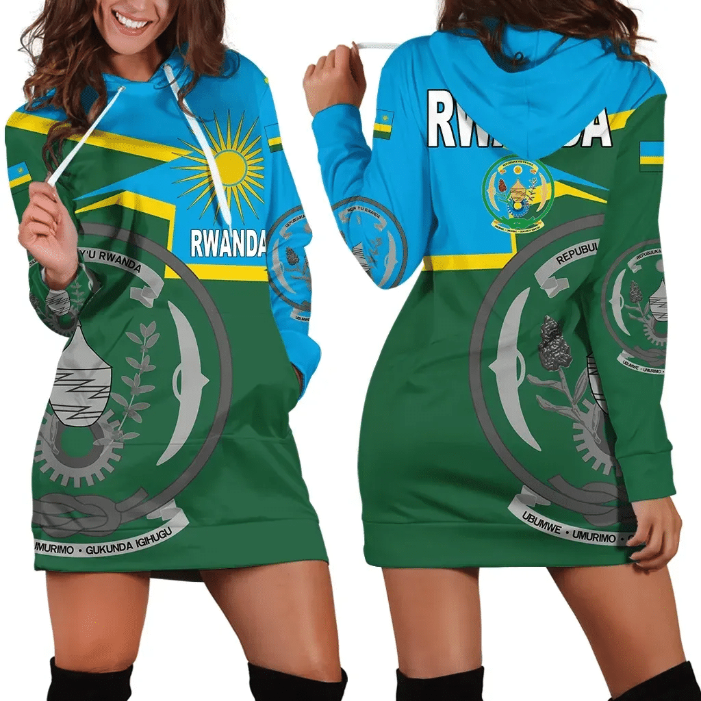 Rwanda Hoodie Dress Coat Of Arms New Style