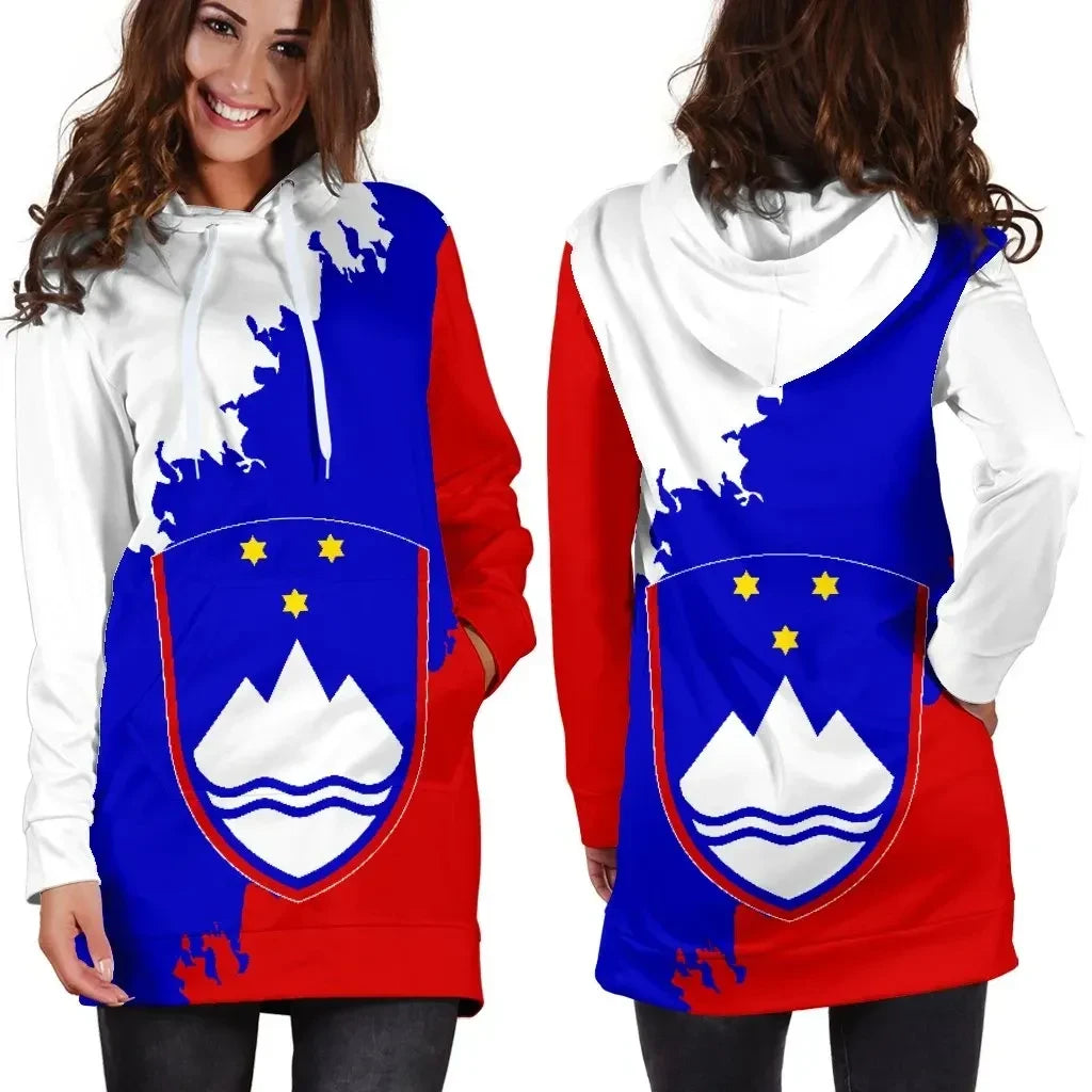 Slovenia Improve Cross Flag Hoodie Dress