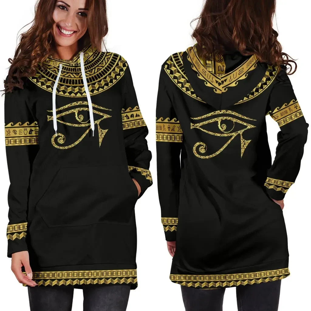 African Women's Hoodie Dress Africa Horus Egypt B