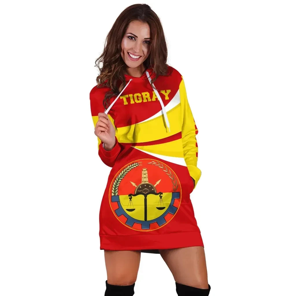 Tigray Hoodie Dress, Tigray Flag Official Seal Red
