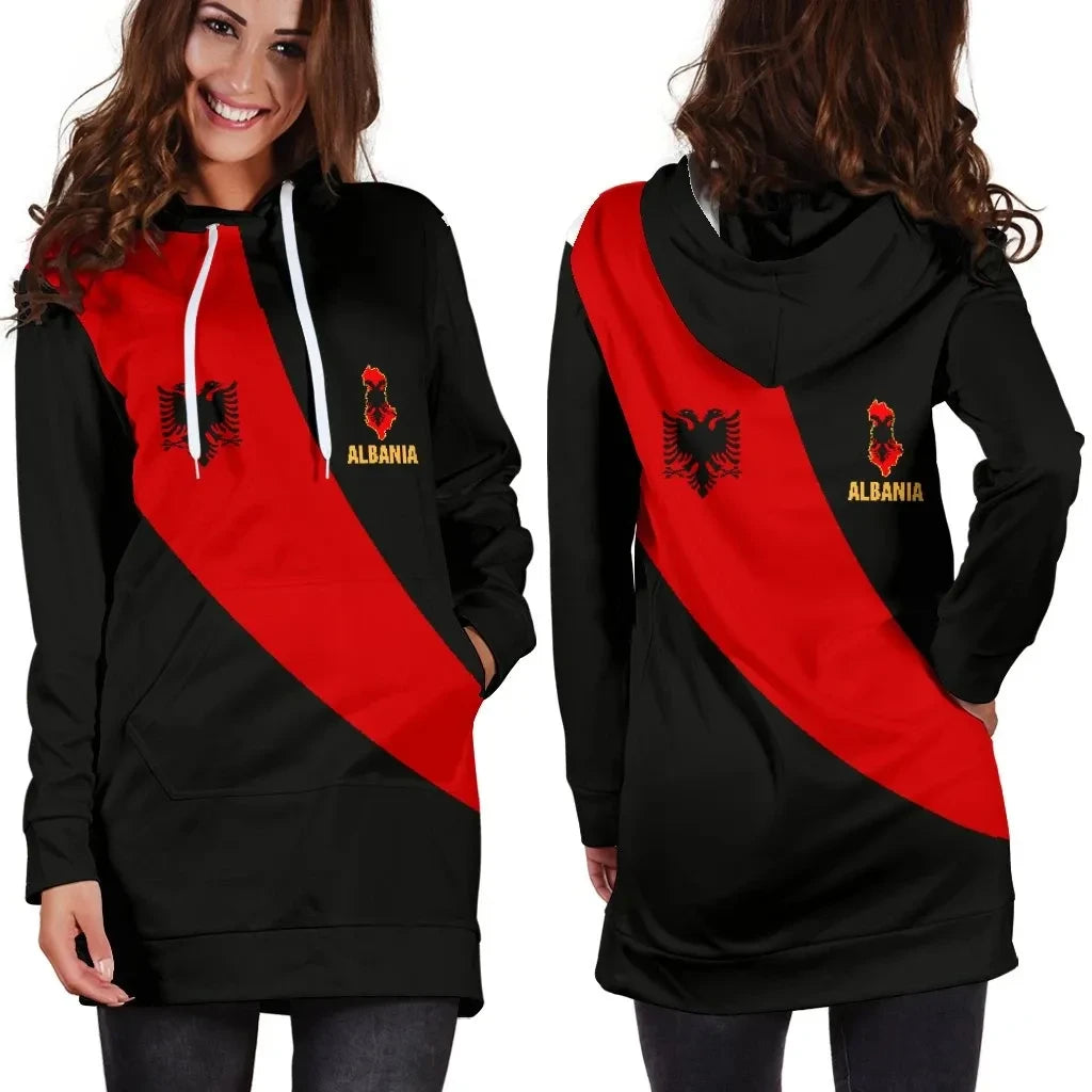 Albania Women's Hoodie Dress Special Flag