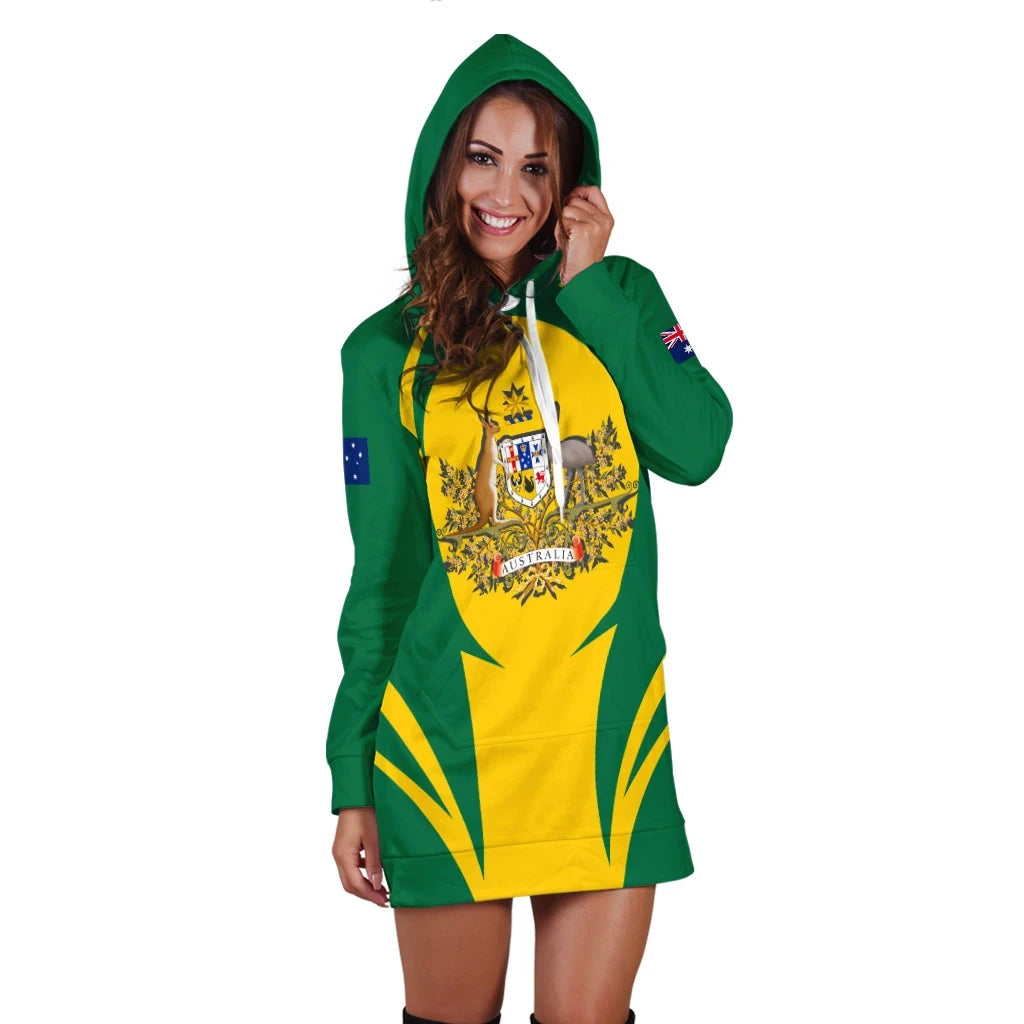 Australia Hoodie Dress Action Flag Green