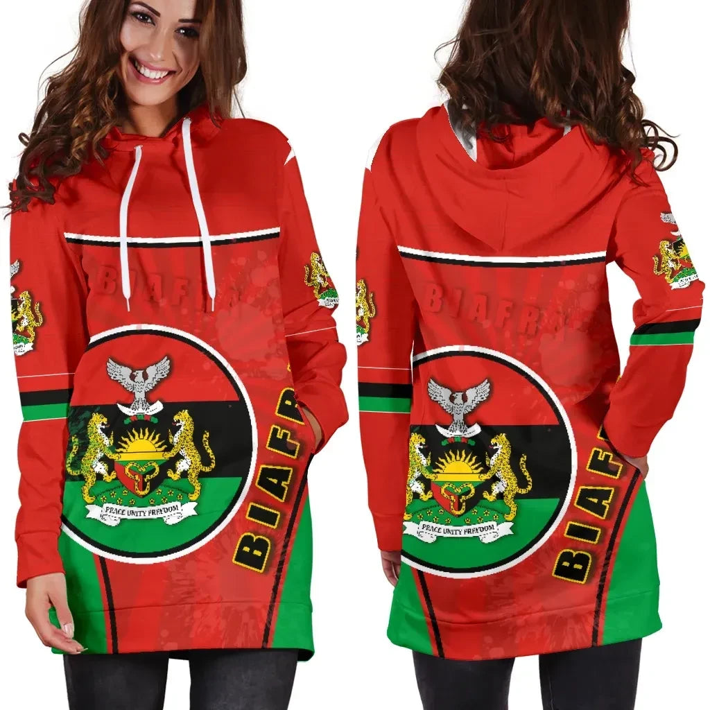 Biafra Women Hoodie Dress Circle Stripes Flag Proud Version