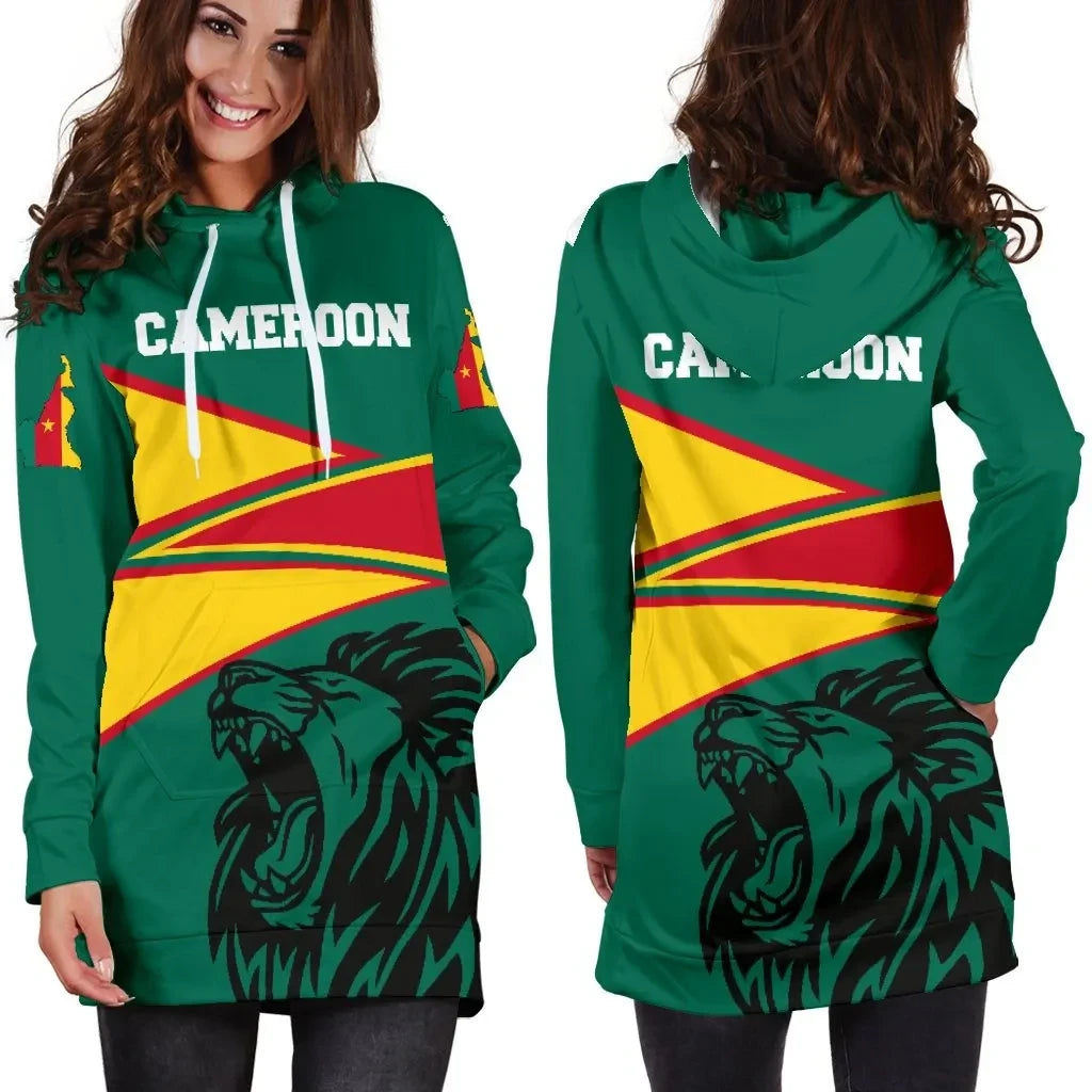 Cameroon Hoodie Dress, Cameroon Strong Flag Women