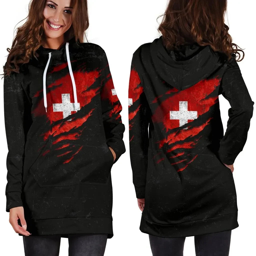 Switzerland in Me Women's Hoodie Dress Special Grunge Style