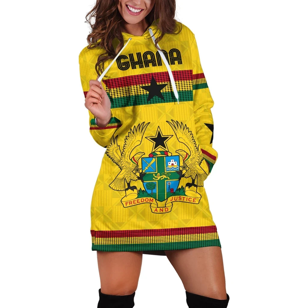 Ghana Hoodie Dress Kente Round Pattern Coat Of Arms
